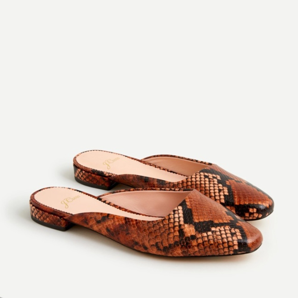 J crew Carolyn mule flats in snaked-embossed 5.5